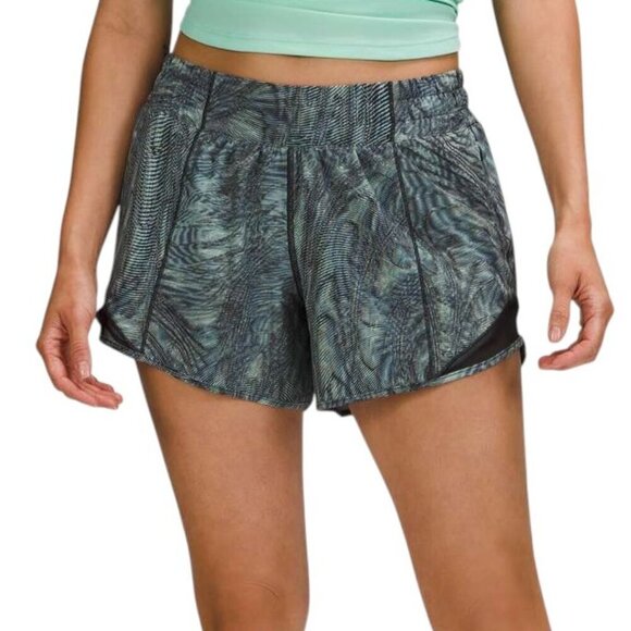 Lululemon Hotty Hot Low-Rise Short 4" *Dimensional Icing Blue Multi / Black - Picture 1 of 8